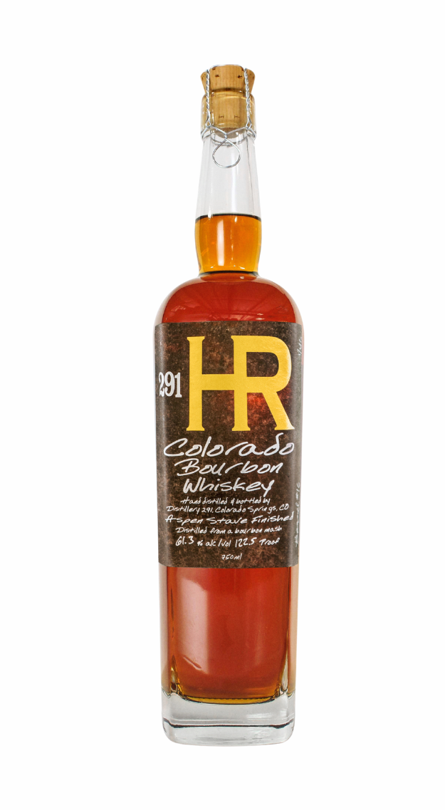 291 HR Colorado Bourbon Whiskey. Crafted in Colorado Springs, finished with Aspen Wood Staves. 