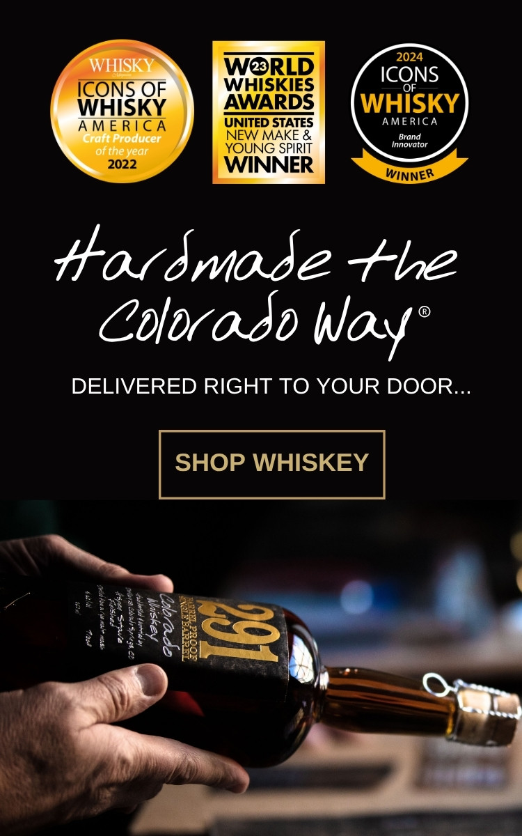 291 Distillery Colorado Whiskey. Whiskey crafted in the heart of Colorado Springs, finished with Aspen wood staves. Rugged, refined, rebellious.